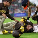 Three-time batting champion hospitalized after collision at first base